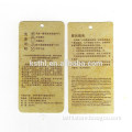 Garment Recycled Paper Hang Tag with Washing Instructions